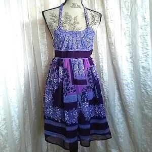 Anthropologie Ecote Purple Lavender Flower Halter Floral Dress